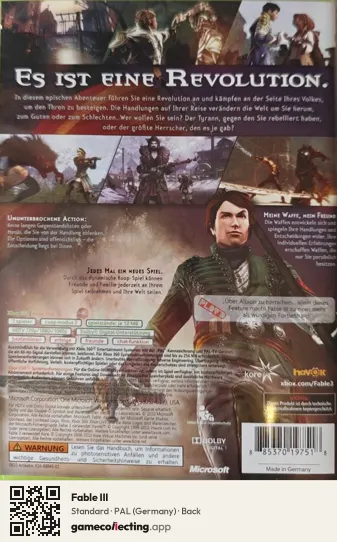 Fable III Xbox 360, Germany box back