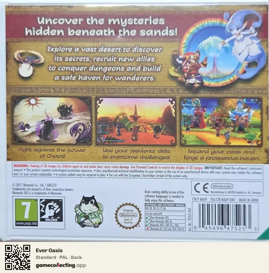 Ever Oasis Nintendo 3DS, PAL box back