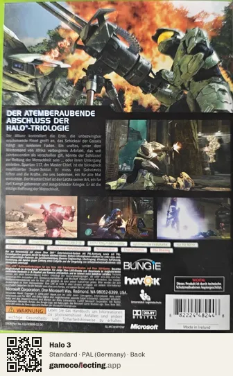 Halo 3 Xbox 360, Germany box back