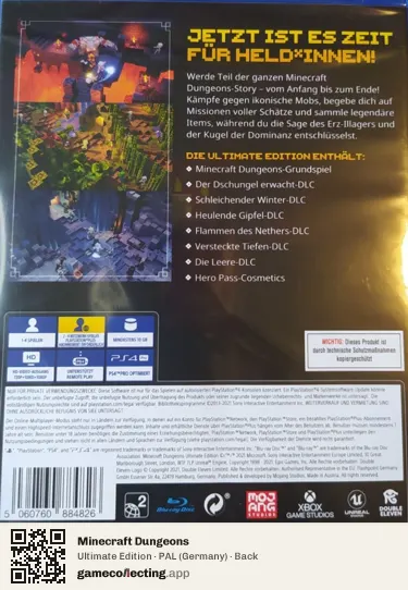 Minecraft Dungeons PlayStation 4, Germany box back
