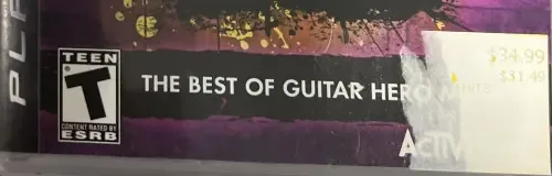 Guitar Hero: Smash Hits, the ESRB box on its front
