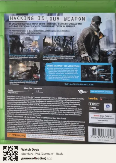 Watch Dogs Xbox One, Germany box back