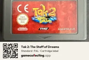 Tak 2: The Staff of Dreams Game Boy Advance, PAL cartridge label
