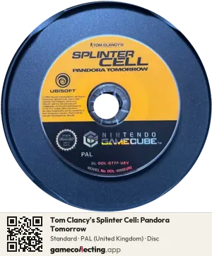 Tom Clancy's Splinter Cell: Pandora Tomorrow Nintendo GameCube, PAL disc