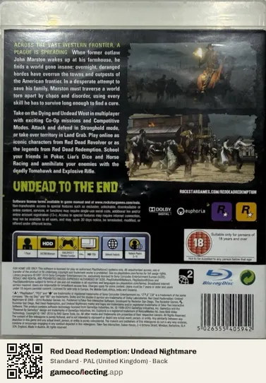 Red Dead Redemption: Undead Nightmare PlayStation 3, United Kingdom box back