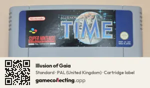 Illusion of Gaia Super Nintendo Entertainment System, PAL cartridge label
