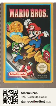 Mario Bros. Nintendo Entertainment System, PAL cartridge label