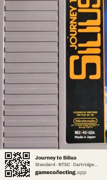 Journey to Silius Nintendo Entertainment System, NTSC cartridge label