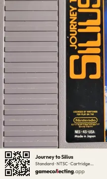 Journey to Silius Nintendo Entertainment System, NTSC cartridge label