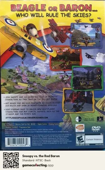 Snoopy vs. the Red Baron PlayStation 2, NTSC box back