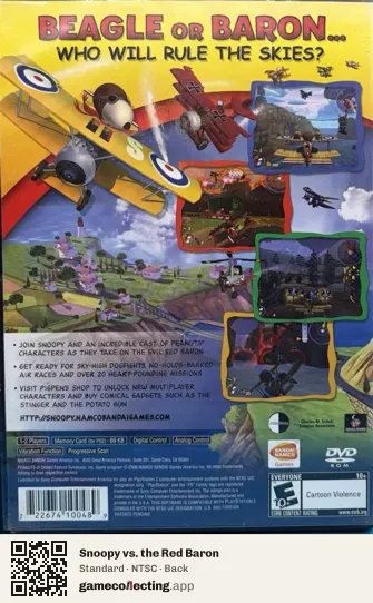 Snoopy vs. the Red Baron PlayStation 2, NTSC box back