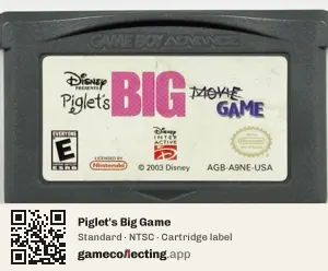 Piglet's Big Game Game Boy Advance, NTSC cartridge label