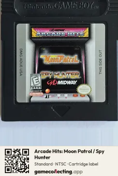 Arcade Hits: Moon Patrol / Spy Hunter Game Boy Color, NTSC cartridge label