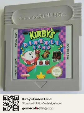 Kirby's Pinball Land Game Boy, PAL cartridge label