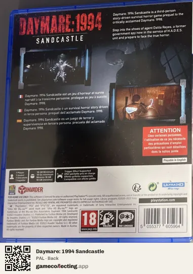 Daymare: 1994 Sandcastle PlayStation 5, PAL box back