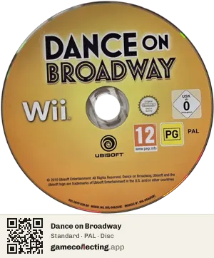 Dance on Broadway Nintendo Wii, PAL disc