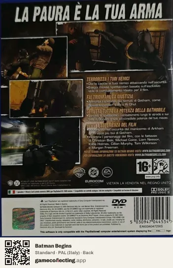 Batman Begins PlayStation 2, Italy box back