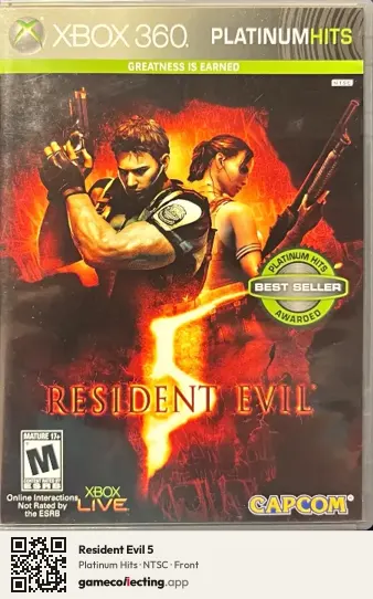 Resident Evil 5 Xbox 360, NTSC box front