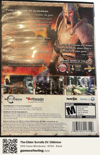 The Elder Scrolls IV: Oblivion Computer, NTSC box back