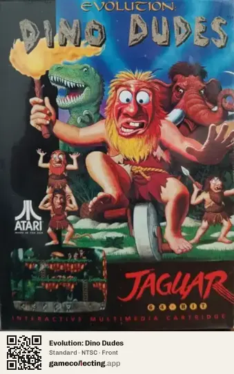 Evolution: Dino Dudes Atari Jaguar, NTSC box front