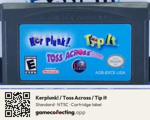Kerplunk! / Toss Across / Tip It Game Boy Advance, NTSC cartridge label