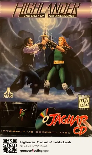 Highlander: The Last of the MacLeods Atari Jaguar CD, NTSC box front