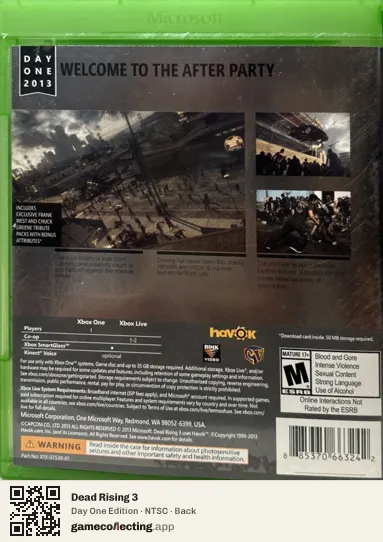 Dead Rising 3 Xbox One, NTSC box back