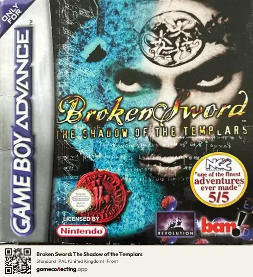 Broken Sword: The Shadow of the Templars Game Boy Advance, United Kingdom box front