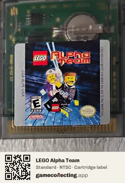 LEGO Alpha Team Game Boy Color, NTSC cartridge label
