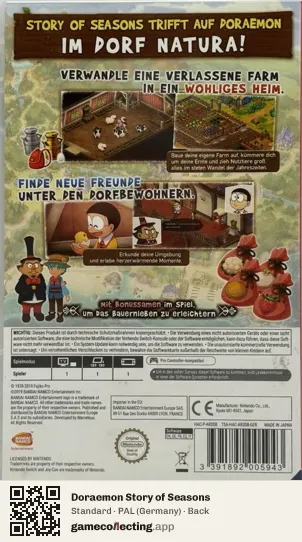 Doraemon Story of Seasons Nintendo Switch, Germany box back