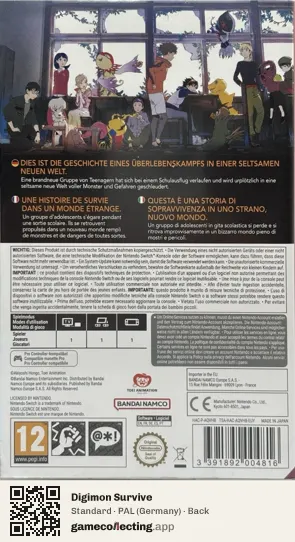 Digimon Survive Nintendo Switch, Germany box back