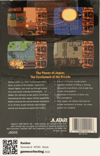 Raiden Atari Jaguar, NTSC box back