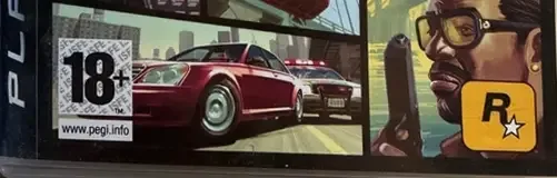 Grand Theft Auto IV, the PEGI square on its front