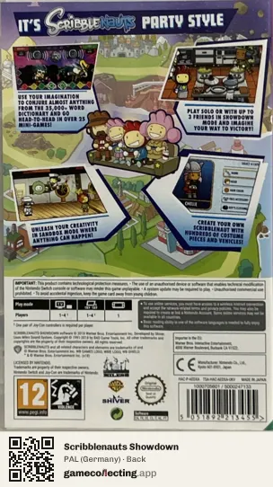 Scribblenauts Showdown Nintendo Switch, Germany box back