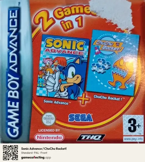 Sonic Advance / ChuChu Rocket! Game Boy Advance, PAL box front