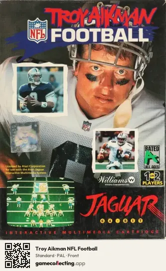Troy Aikman NFL Football Atari Jaguar, PAL box front