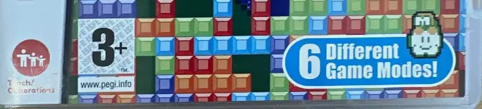 Tetris DS, the PEGI square on its front