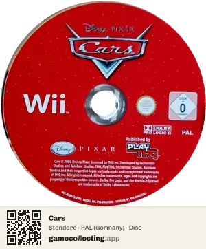 Cars Nintendo Wii, PAL disc