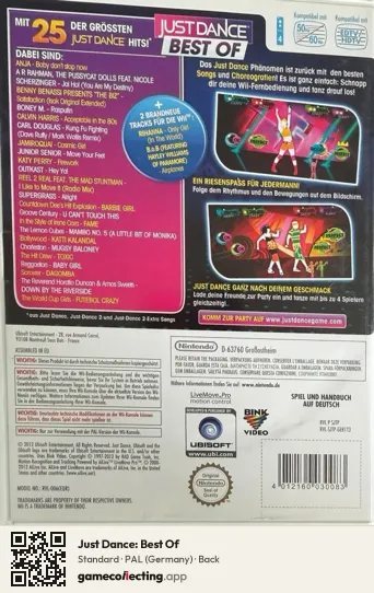 Just Dance: Best Of Nintendo Wii, Germany box back