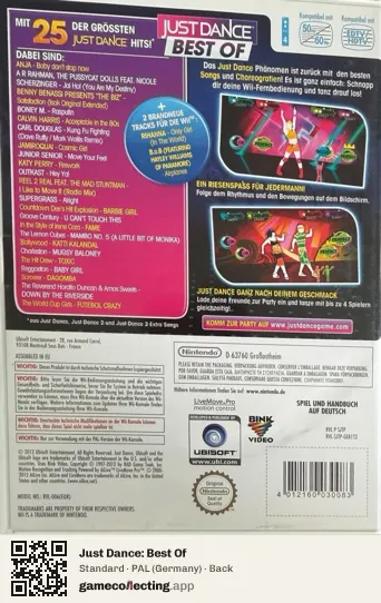 Just Dance: Best Of Nintendo Wii, Germany box back