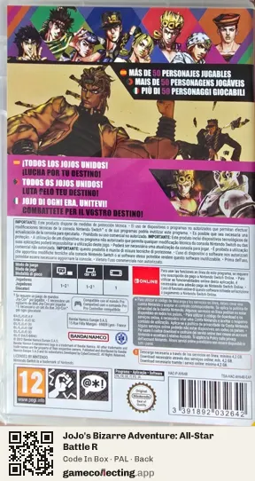 JoJo's Bizarre Adventure: All-Star Battle R Nintendo Switch, PAL box back