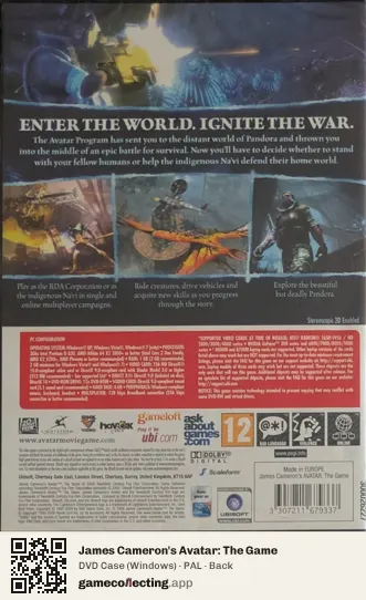 James Cameron's Avatar: The Game Computer, PAL box back