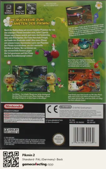 Pikmin 2 Nintendo GameCube, Germany box back