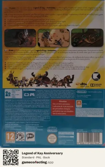 Legend of Kay Anniversary Nintendo Wii U, PAL box back