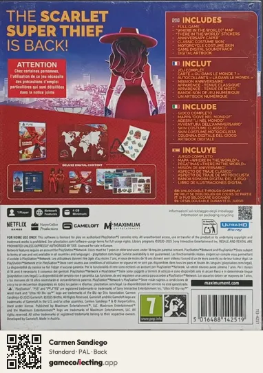 Carmen Sandiego PlayStation 5, PAL box back