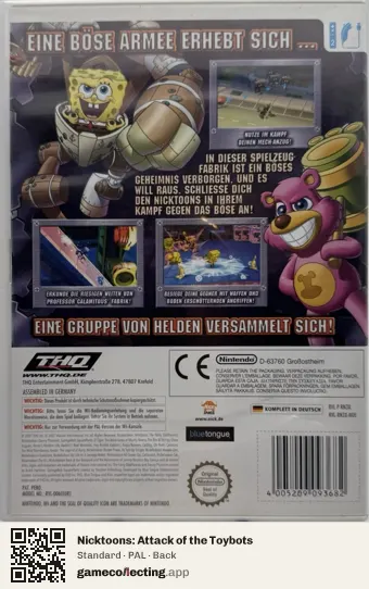 Nicktoons: Attack of the Toybots Nintendo Wii, PAL box back