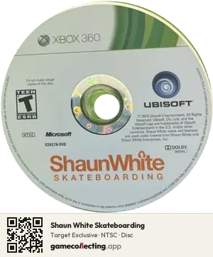Shaun White Skateboarding Xbox 360, NTSC disc