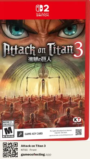 Attack on Titan 3 Nintendo Switch 2, NTSC box front