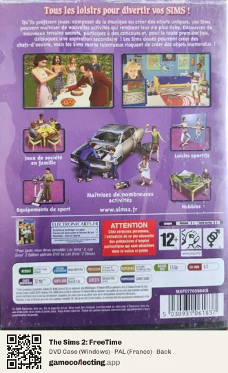 The Sims 2: FreeTime Computer, France box back