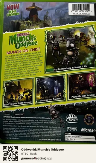 Oddworld: Munch's Oddysee Xbox, NTSC box back